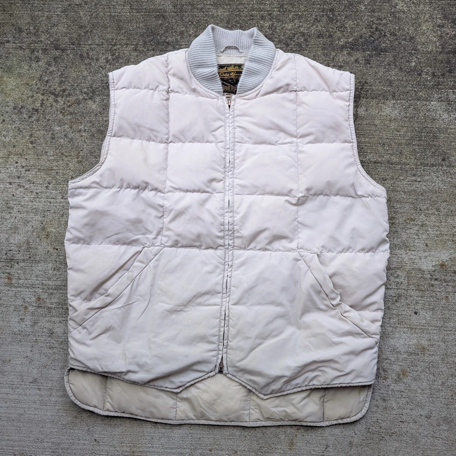 Vintage 1980s Eddie Bauer Downlight Goose Down Puffer Vest Tan Beige Men’s M
