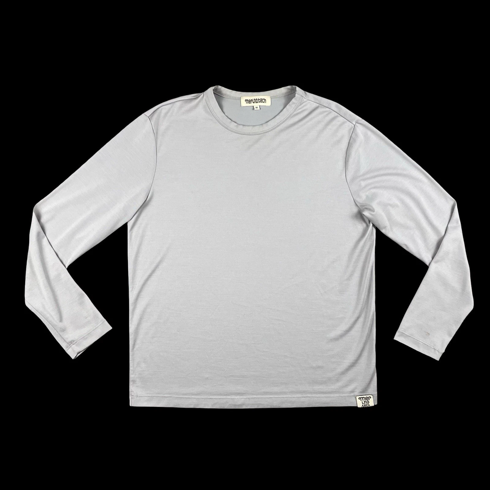 Merino Tech Base Layer Shirt Men’s M Gray Wool Blend Stretch Long Sleeve Hiking