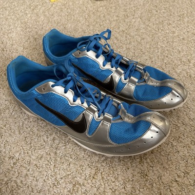 Nike Zoom Rival MD Spikes Laufschuhe Größe UK 10 Blau Silber