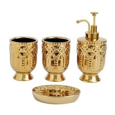 4-Piece Bathroom Accessory Set, Ceramic Bathroom Soap Dispenser Sets, Complete