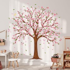 Pink Peach Flower Tree Wall Decal Large Cherry Blossom Tree Wall Sticker Pink...