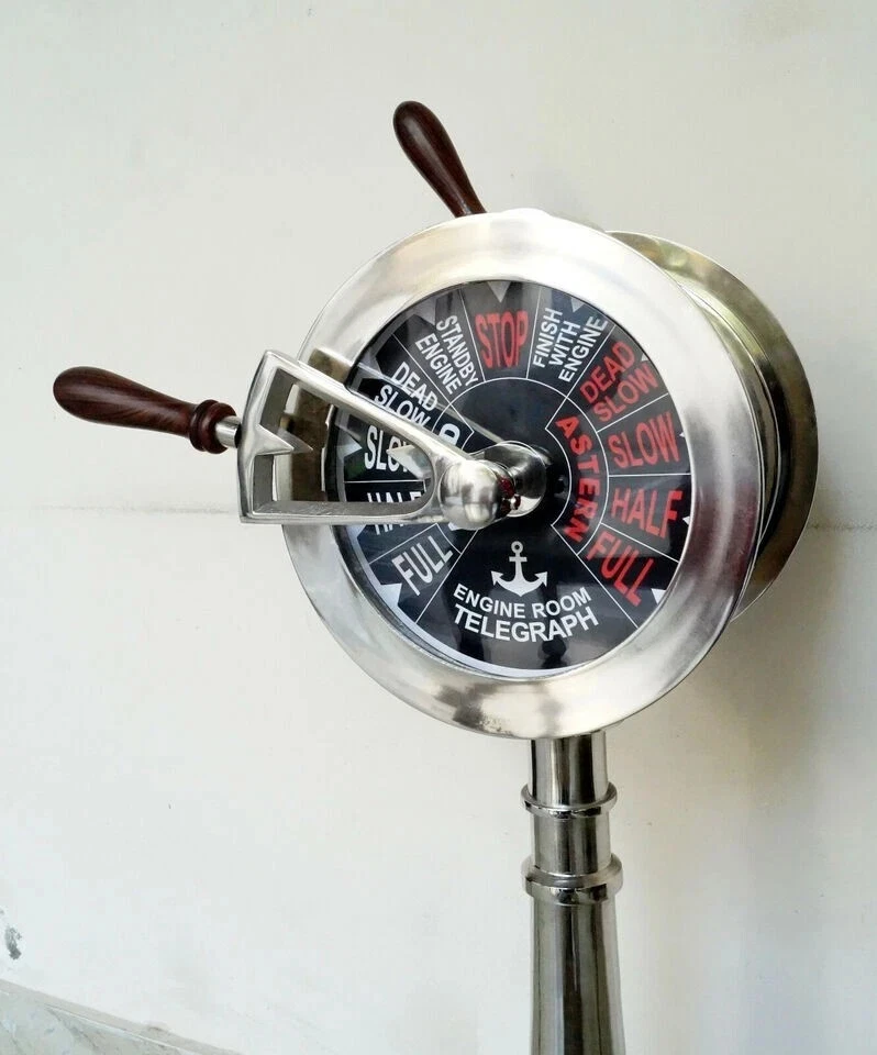 Antigo 42" navio telégrafo motor capitão decoração náutica colecionável marítimo - Imagem 4 de 4