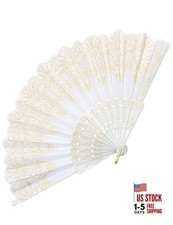 Handheld Chinese Folding Fan Hand Fans for Women Foldable Bulk for Party White