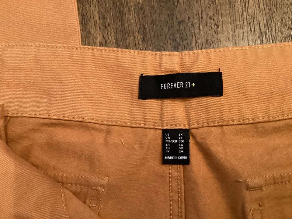 NUEVO CON ETIQUETAS Mujeres Forever 21 3X Castaño Pierna Ancha, Cinturón Cintura Alta Carga Costuras - Imagen 4 de 4