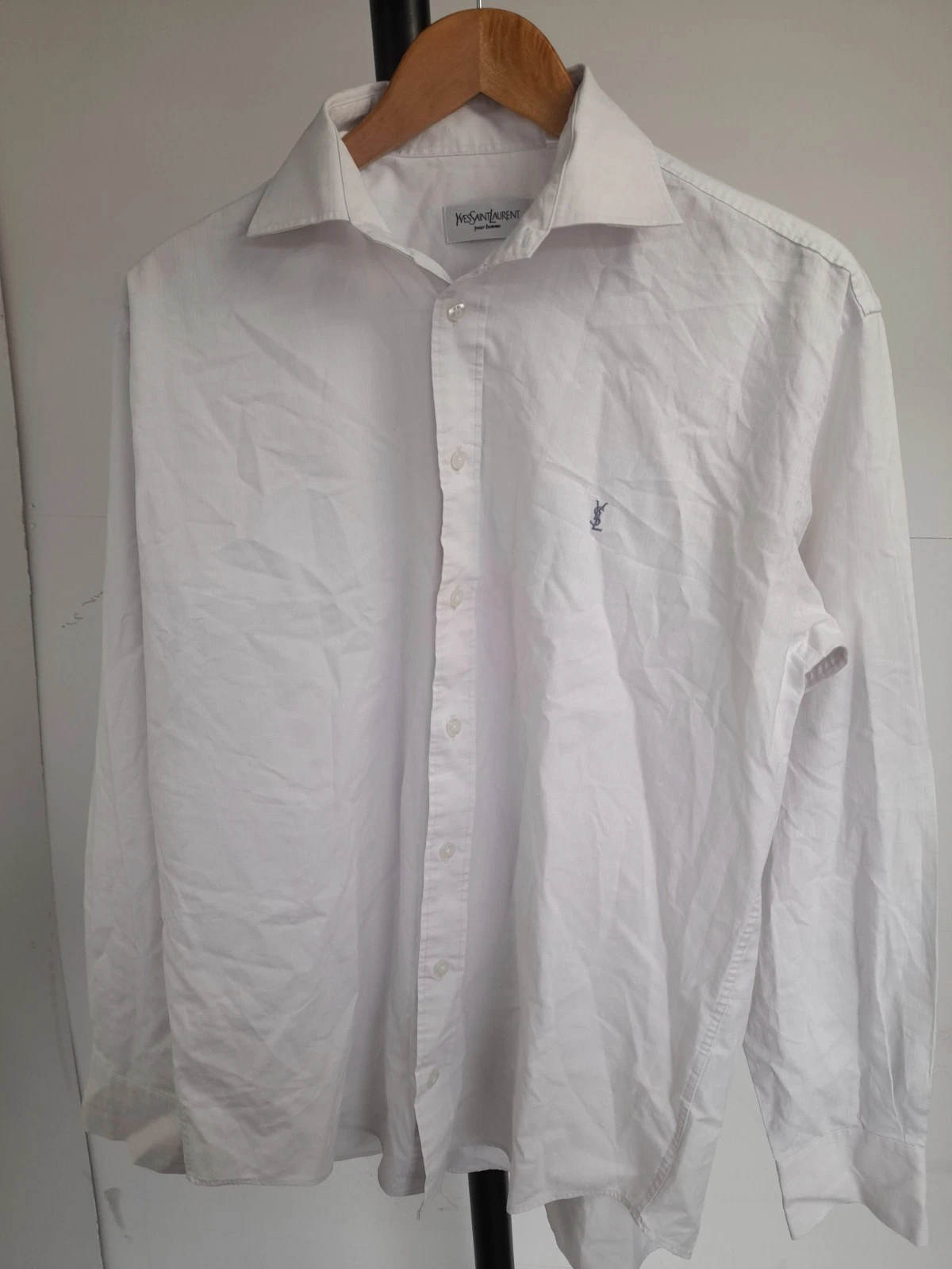 Vintage Yves Saint Laurent Shirt Mens Size M White Designer​ Classic​ Formal​