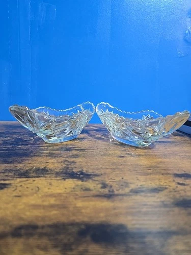 2 ANCHOR HOCKING Vintage STAR OF DAVID Banana Split GONDOLA BOAT DISH