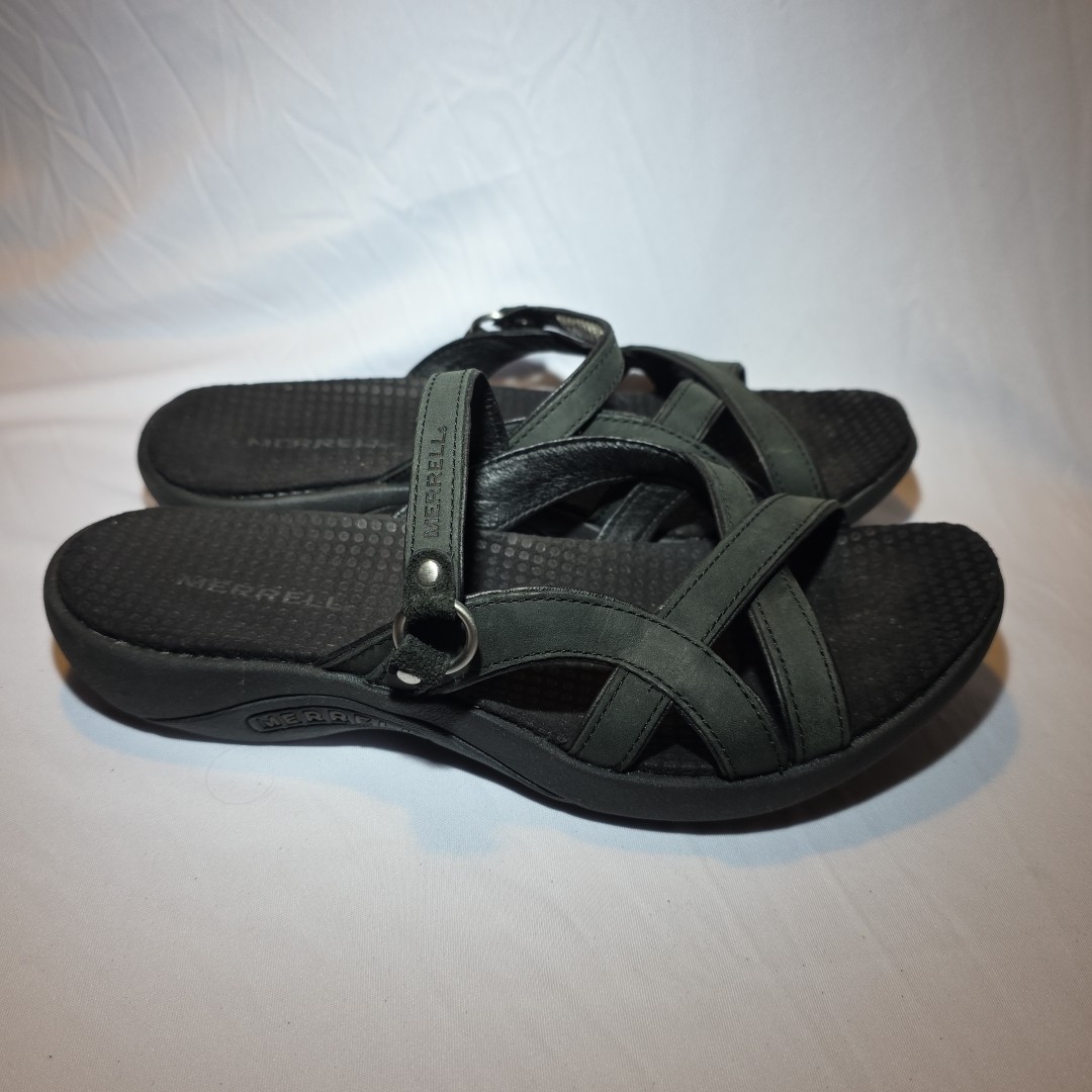 Merrell sandali donna 8 gelsomini slide donna neri in pelle con cinturino