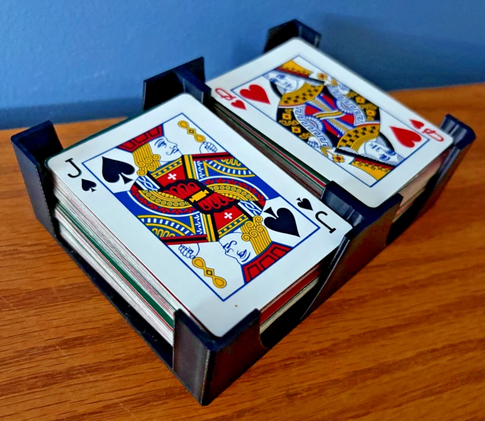 2 to 4 Deck Playing Card Tray & Box Canasta Hand & Foot Samba Gin Rummy Black - Image 4 of 4