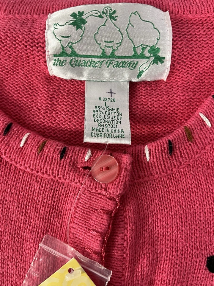 Vintage Quacker Factory Panda Cardigan Sweater Size Lg New With Tags - Image 3 of 4