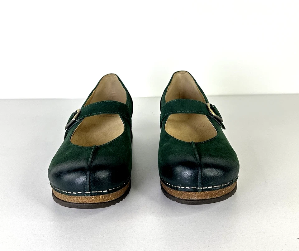 Dansko Mika Mary Jane Clog Shoes Burnished Suede in Pine Green Womens 36 US 5.5 - Image 2 of 4