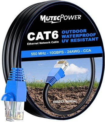 MutecPower 15m CAT6 Outdoor Wasserdicht Direct Burial Ethernet 15 Meter 