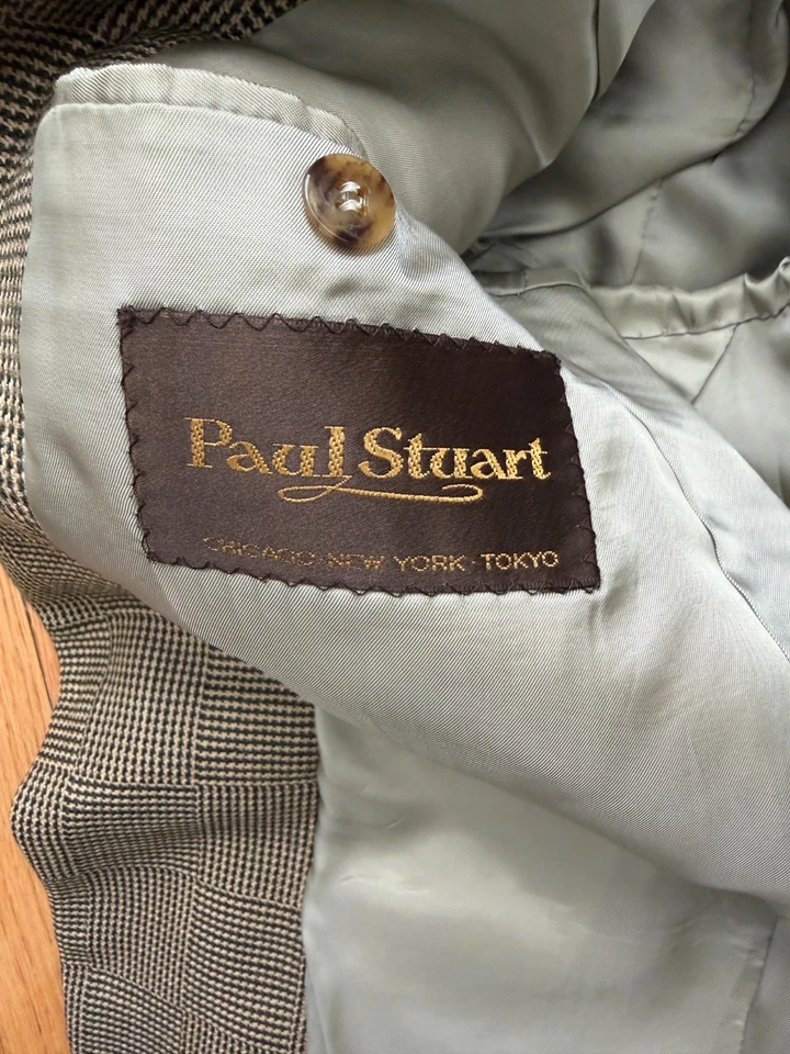 Paul Stuart Blazer Jacket Men 40R patchwork tweed tan brown - Image 4 of 4