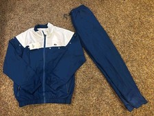 Lacoste Sport Mens 2 Piece Tracksuit Size 5 XL White Blue Swooshy