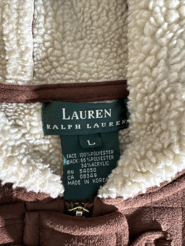 Lauren Ralph Lauren Coat Womens Medium Brown Sherpa Lined Hooded Retro Jacket 🔥 - Image 2 of 4