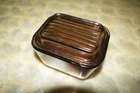 Vintage Pyrex Glass Amber Brown 501-B Refrigerator Dish w/Lid