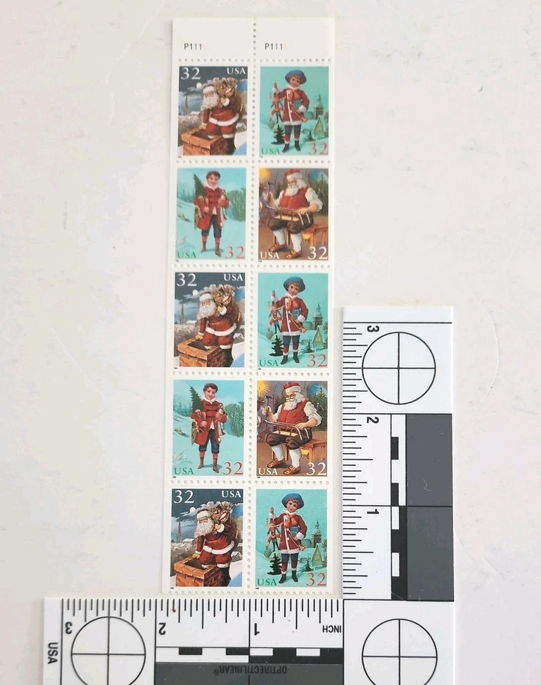 1995 Christmas Santa & Children Pane of 10 32c Stamps  MNH - Image 3 of 4