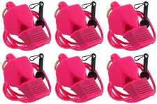 Fox 40 Classic Official CMG 3-Chamber Pealess Whistle + Lanyard, Pink (6-Pack)