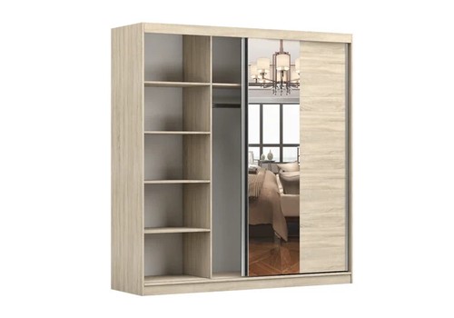 Schwebetürenschrank Kleiderschrank Garderobenschrank POLA mit Spiegel 35 203 cm - Bild 9 von 26