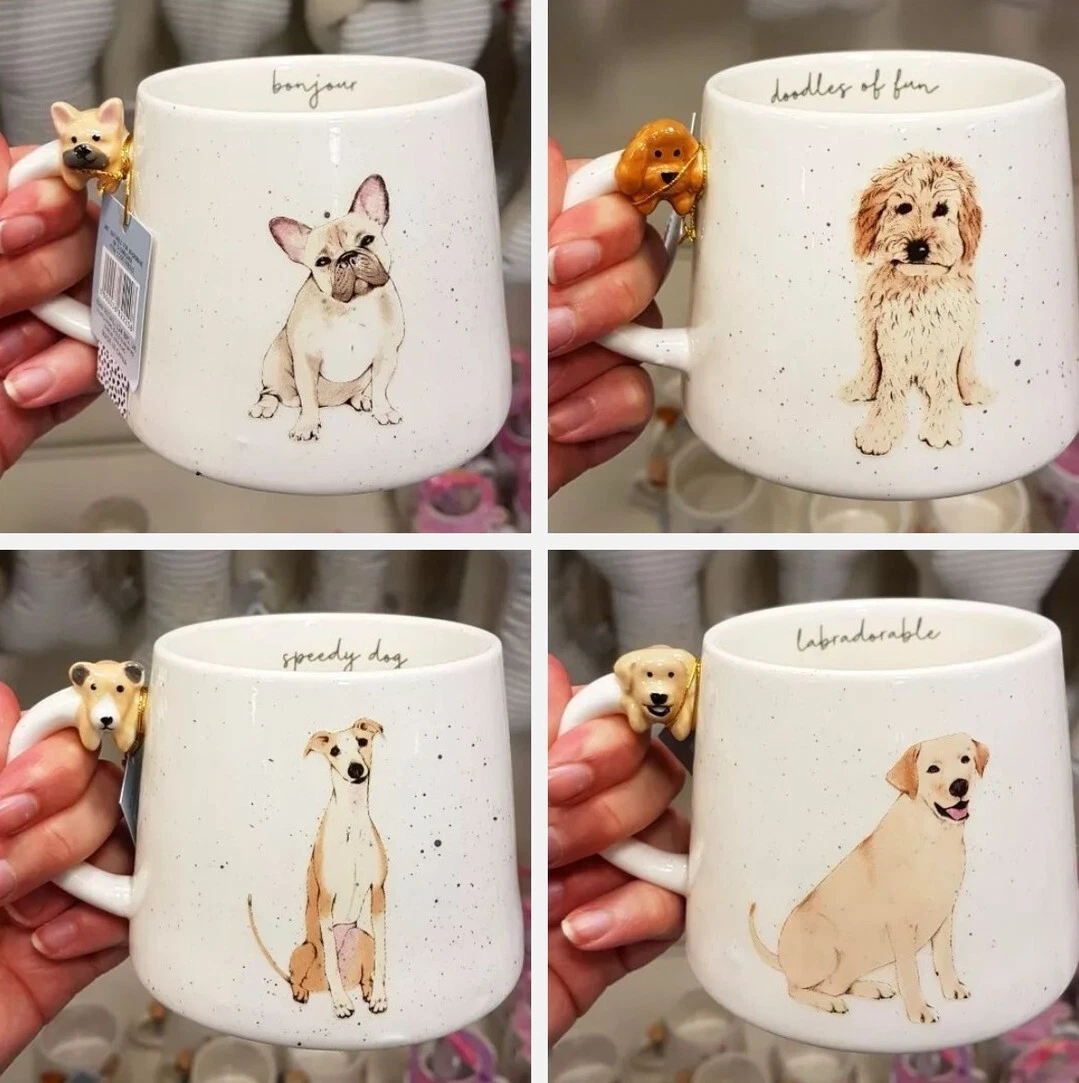 Dog Mugs Tea Coffee Cups 3D Dogs Figures Handles Novelty Mugs