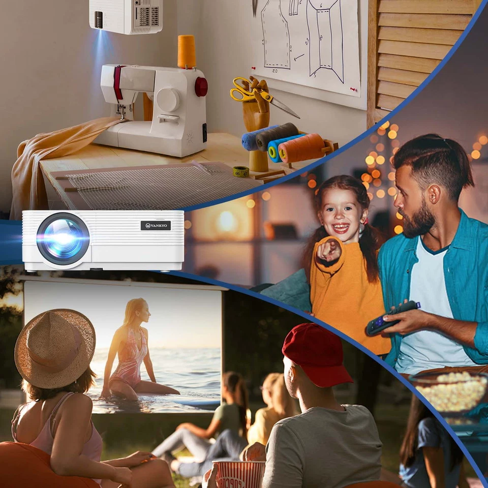 Mini LED Projector 240'' Display 1080P Video Home Theater Cinema + 100" Screen - Image 4 of 4