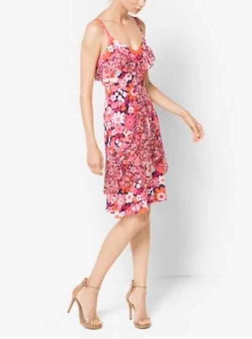 michael kors floral embroidered silk dress Michael Kors Collection Off-Shoulder Column Midi Dress