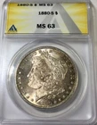 1880 S Morgan Silver Dollar ANACS MS 63 Pleasing Lustre light obverse Tone Nice