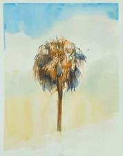 palm tree original painting watercolor gouche acrylic 8x10 inches Los Angeles