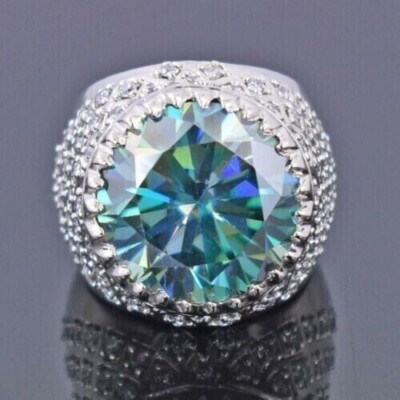 6 ct Lab Created Blue Diamond Solitaire Ring In White Gold Plated