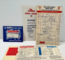 1970 Chevron Travel Service lot Tow trailer pullout guide gas Itinerary miles