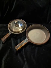 Visions 3 PC Cookware Set Amber Brown No Cracks Chips Small Pot Frying Pan