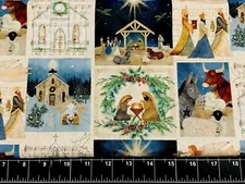 Tina Scrap 9"x21" CHRISTMAS Nativity Jesus 3 Wise Men Bethlehem Cotton Fabric