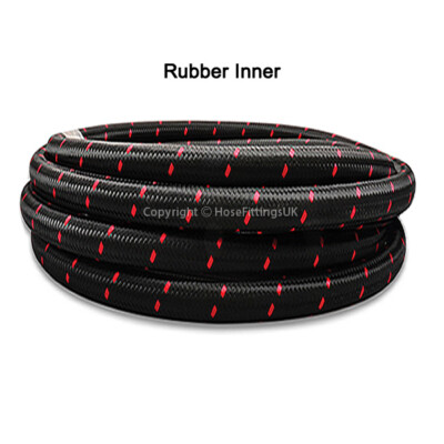 AN-8 7/16'' 11MM schwarz NYLON Geflecht GUMMI ROT STREIFEN Heizölschlauch 1/2 Meter