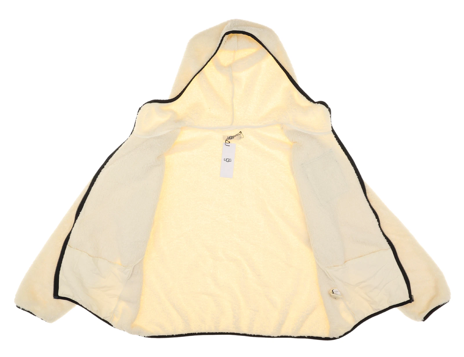 OFF WHITE Felpa con cappuccio e zip intera Ugg V2712 donna panna kadence sherpa taglia XL