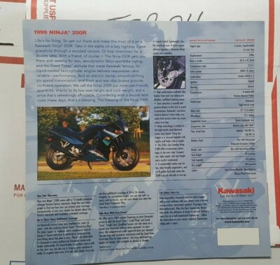 NOS Kawasaki 1999 Nina 250R Original Dealer Brochure 99969-2629