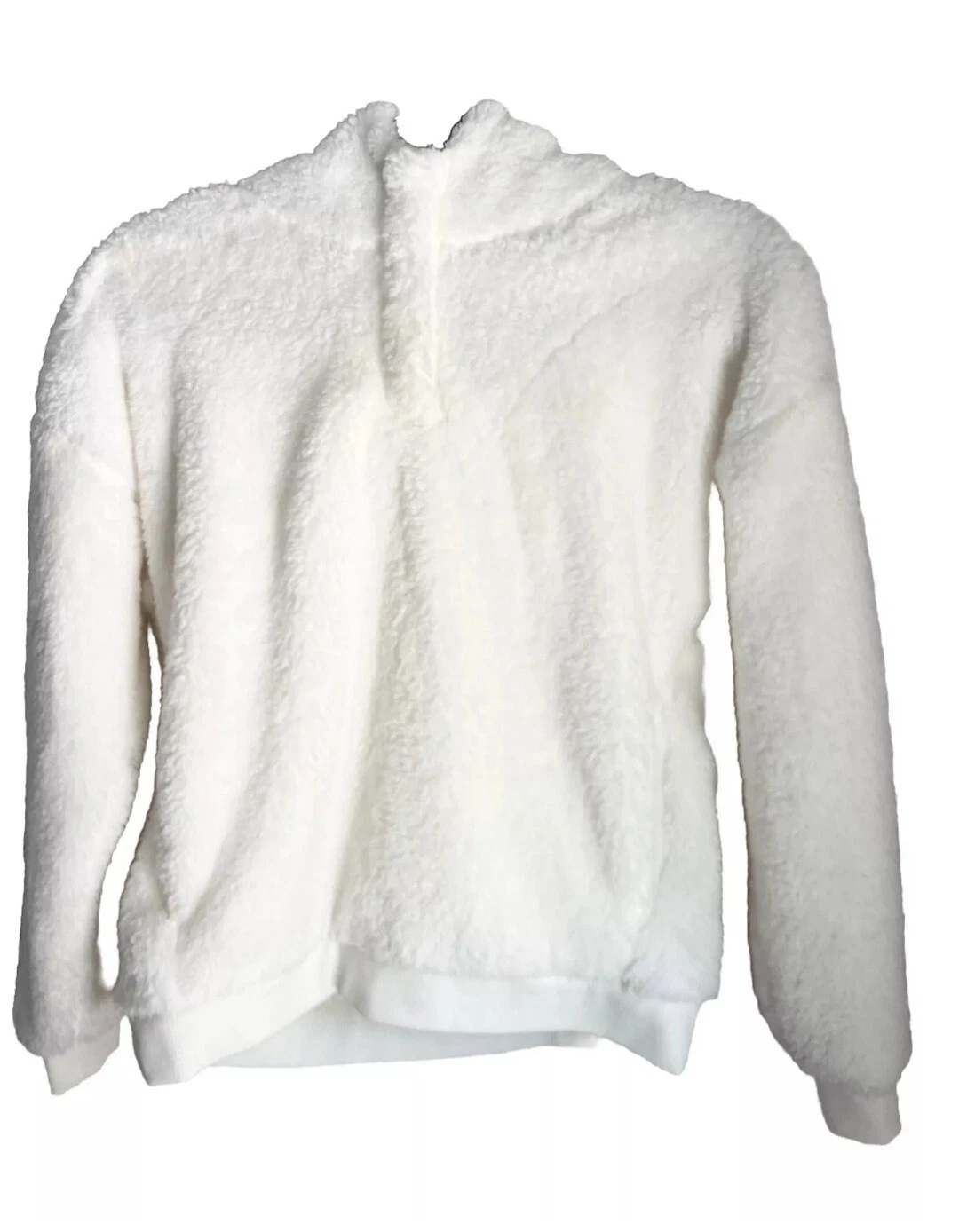 OFF WHITE ?Lukka Lux Felpa con cappuccio donna accogliente in pile sherpa bianco sporco con tasche taglia large?