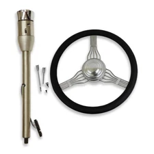 Natural 32" Manual Column & Full Wrap 15" Steering Wheel w/ Built-in Adapter