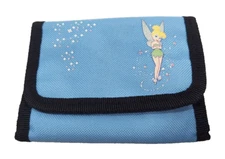 Disney Store Tinkerbell Trifold Wallet Baby Blue Kids Children's Softshell Nylon