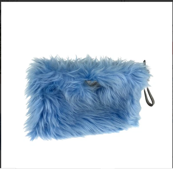 PRADA Eco Fur Clutch Bag Wristlet Pouch Light Blue W:21cm H:12cm D:2.5cm |  eBay