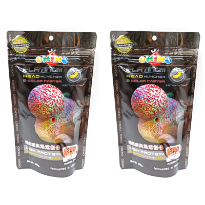OKIKO PLATINUM HEAD HUNCHER & COLOR FASTER MEDIUM 100G Best For Flowerhorn And Cichlid Fish Food I727397731