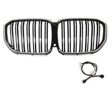 For BMW X5 G05 2019-2024 LED Mesh Grill double slats glossy black Kidney Center