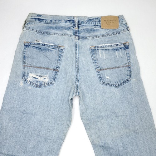 Abercrombie & Fitch Mens 30x32 Distressed Blue Jeans A&F Kilburn Low Rise Boot - Picture 3 of 17