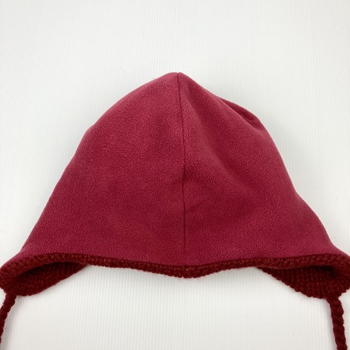 Delux 100% Wool Knit Hat Fleece Lined Red Beanie Ear Flap One Size Winter As New - Picture 8 of 8