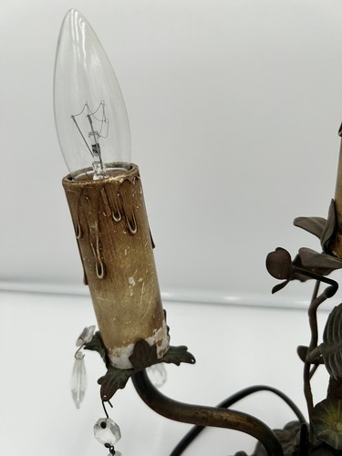 1930 Art Nouveau Hand Painted Cast Iron Bronze? Candelabra Table Lamp 3 Arm - Picture 4 of 14