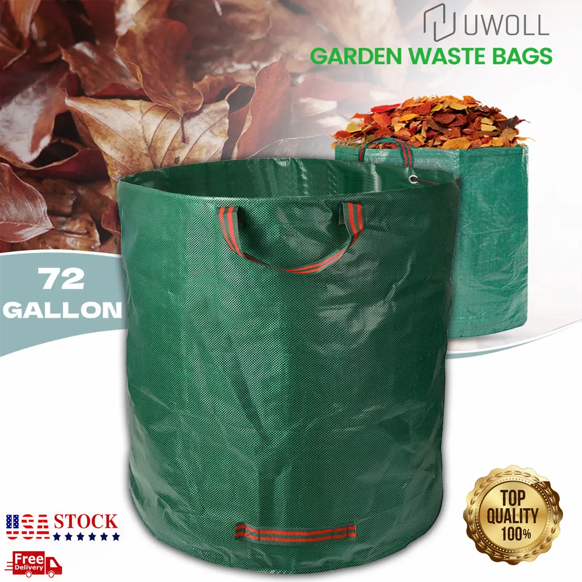 Collapsible Portable Garden Waste Bags Plastic Heavy Duty Lawn