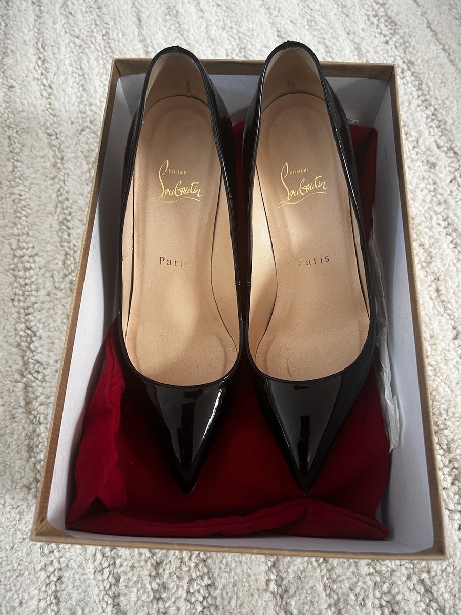 Christian Louboutin Pigalle 85 Black Patent Pumps Heels Sz