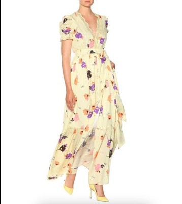 Self Portrait Dress Size AU/UK 8 US 4 BNWT Long Maxi Short Sleeve Yellow