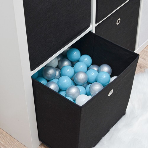 4er Set Aufbewahrungsbox für Kallax Regal 33x38x33 mit Öse Faltbox Schwarz - Bild 3 von 9