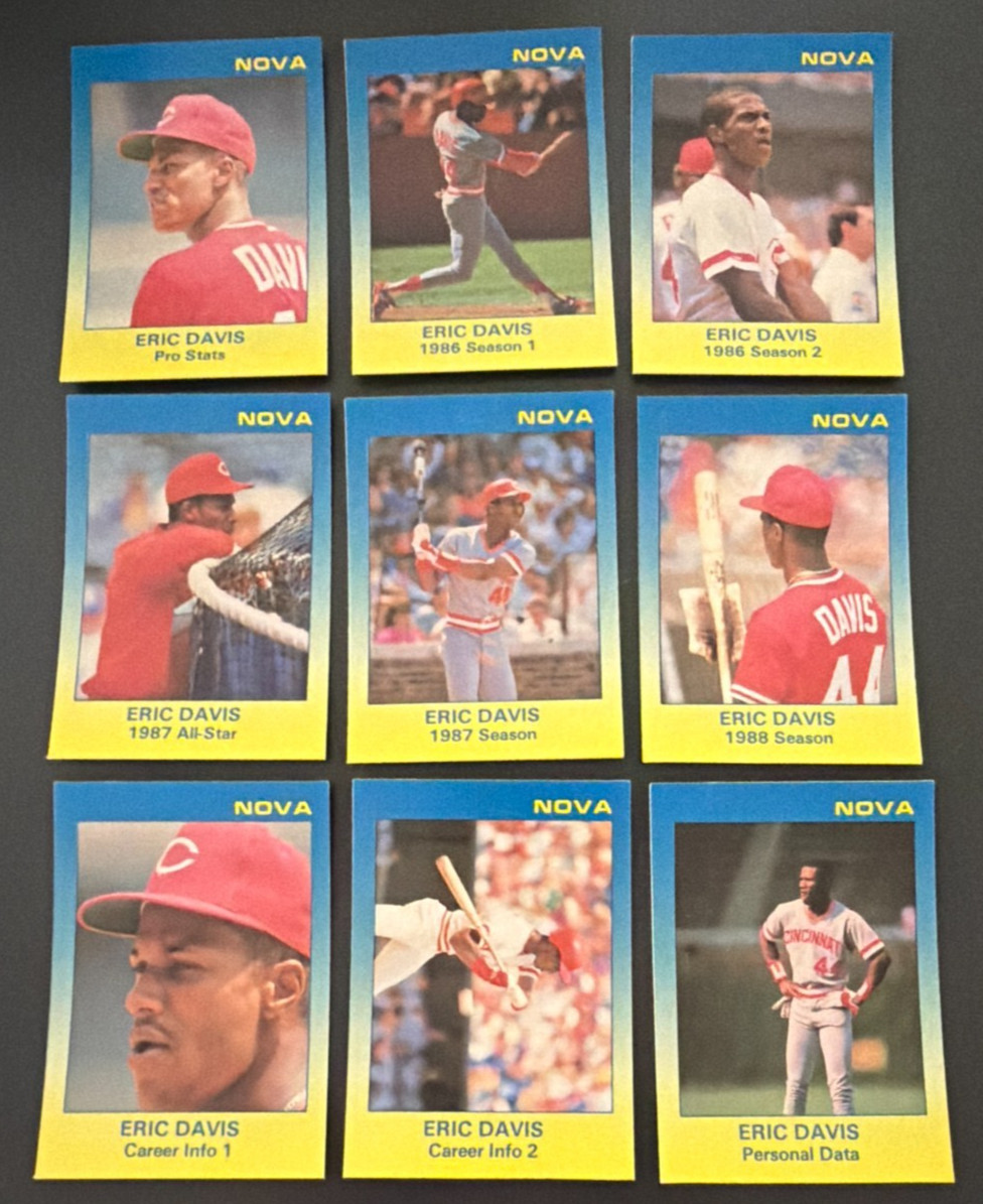 1988 Star Co. ERIC DAVIS Oversized NOVA Set #28-36 Cincinnati Reds READ