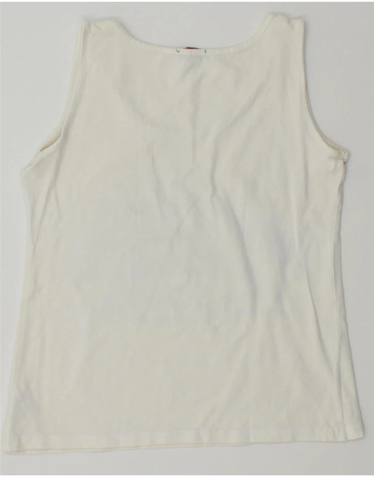 BUFFALO Womens Graphic Vest Top UK 12 Medium White Cotton DD58 - Image 2 of 4