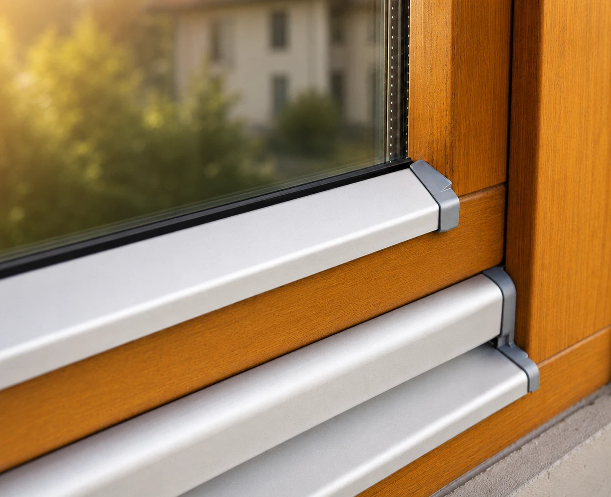Perfil de cubierta de ala ventana de madera patas de clima ventana de aluminio protección contra la intemperie aluminio